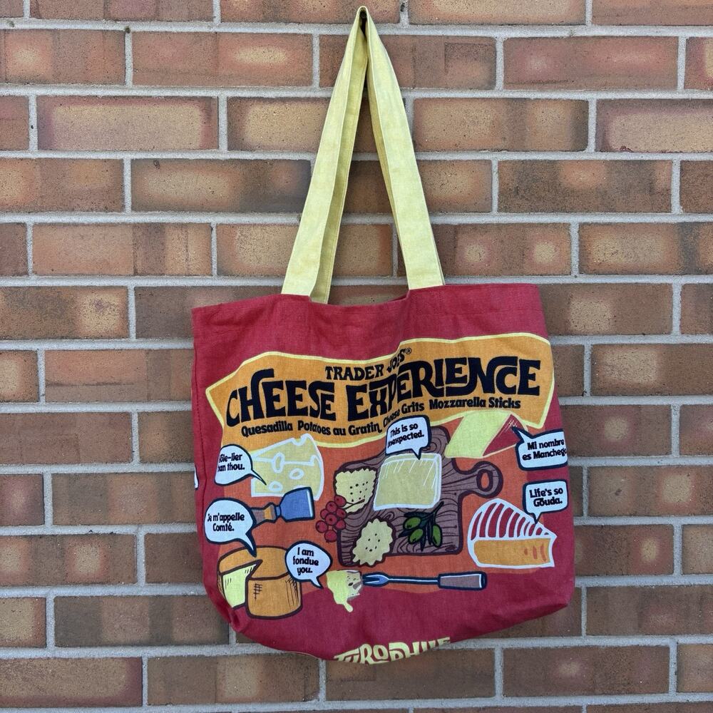 Trader Joes Reusable Cheese Experience Adventure Shopping Tote Bag Canvas OS